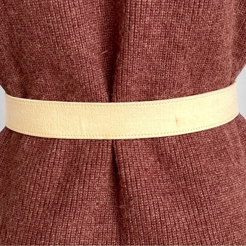 Vintage Western Canvas Belt SZ L Cream Silver - Picture 5 of 9